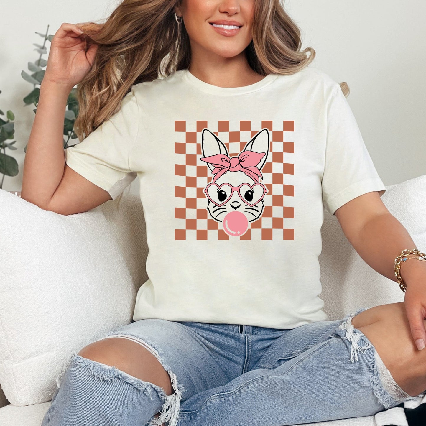 Checkered Bunny  | Short Sleeve Graphic Tee