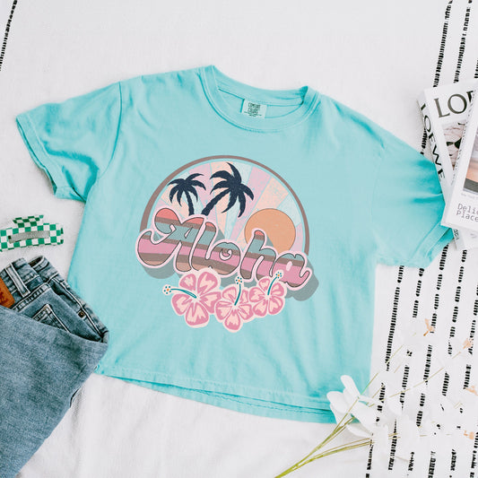 Retro Aloha | Relaxed Fit Cropped Tee