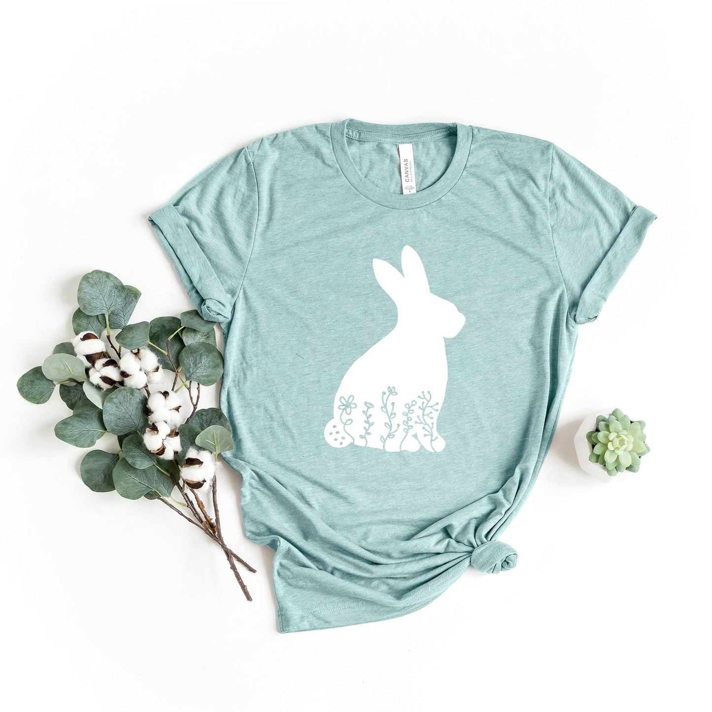 Bunny With Flowers | Short Sleeve Graphic Tee