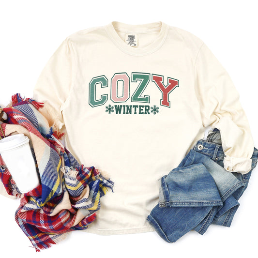 Cozy Winter Varsity | Garment Dyed Long Sleeve