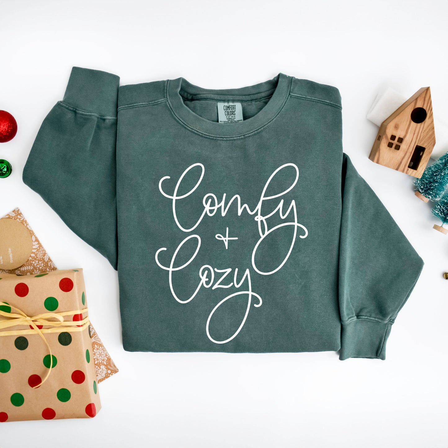 Comfy And Cozy Cursive | Garment Dyed Sweatshirt