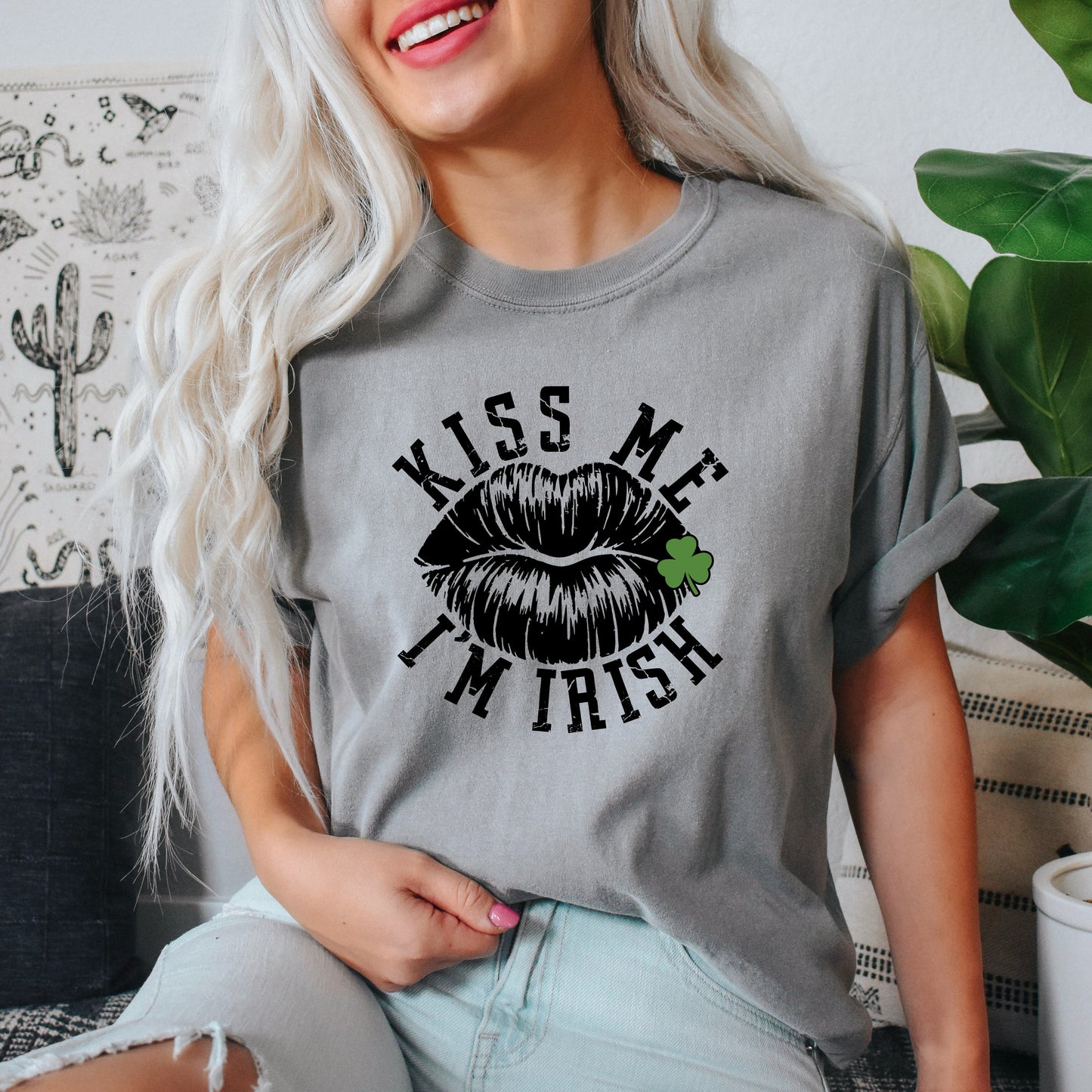 Kiss Me Irish Lips | Garment Dyed Tee