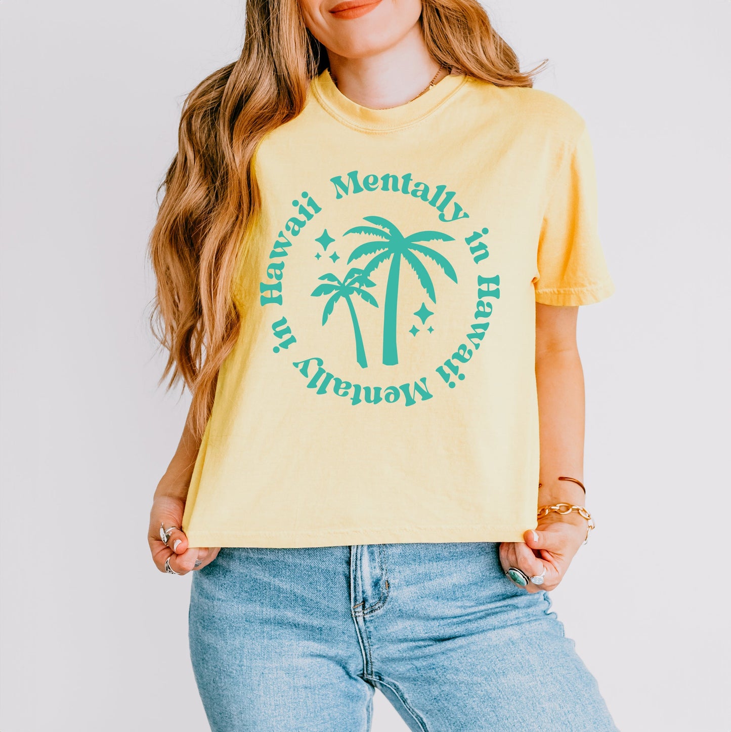 Mentally In Hawaii | Relaxed Fit Cropped Tee