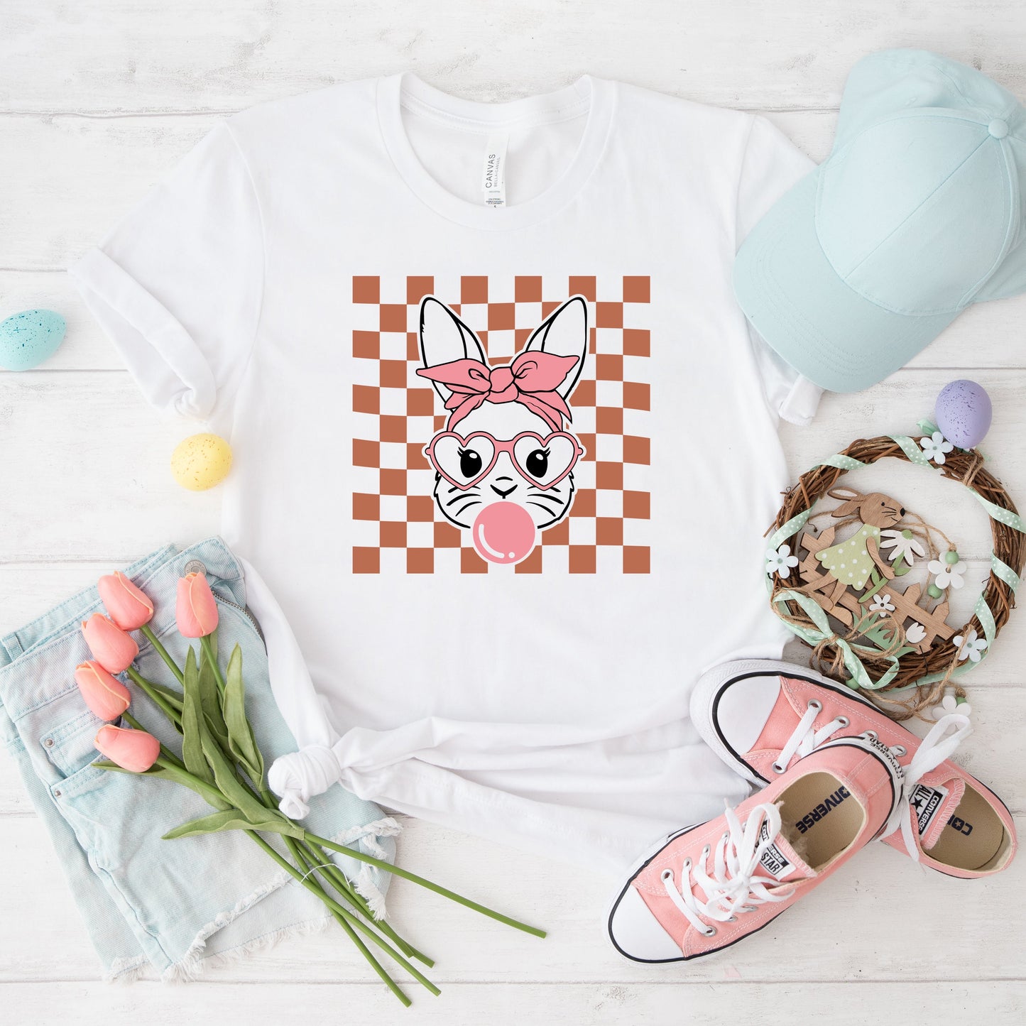 Checkered Bunny  | Short Sleeve Graphic Tee