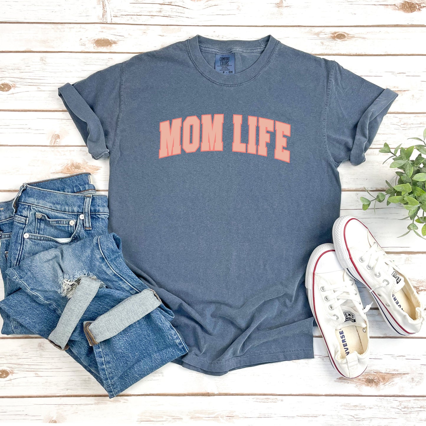Curved Mom Life | Garment Dyed Short Sleeve Tee