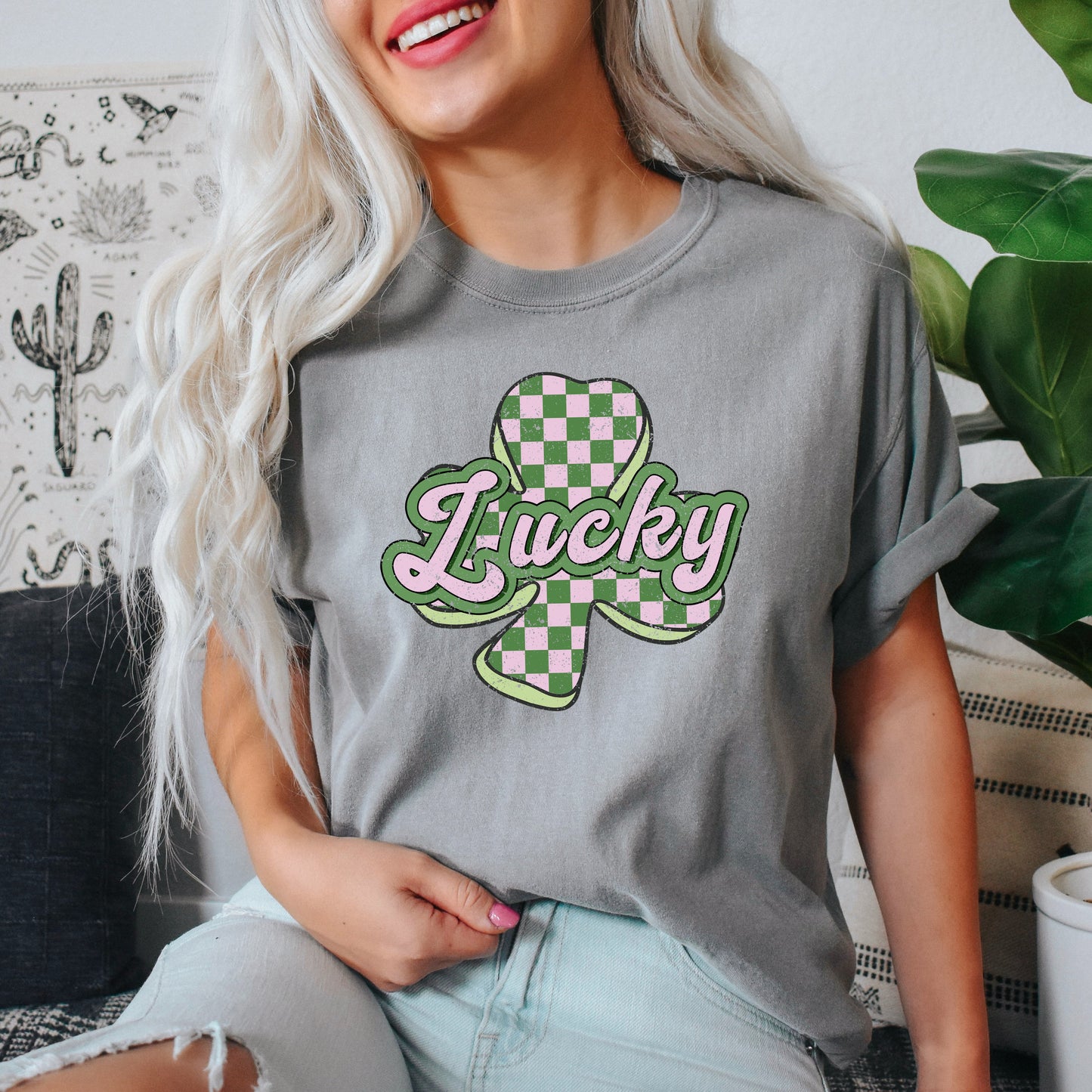 Lucky Checkered Grunge | Garment Dyed Tee