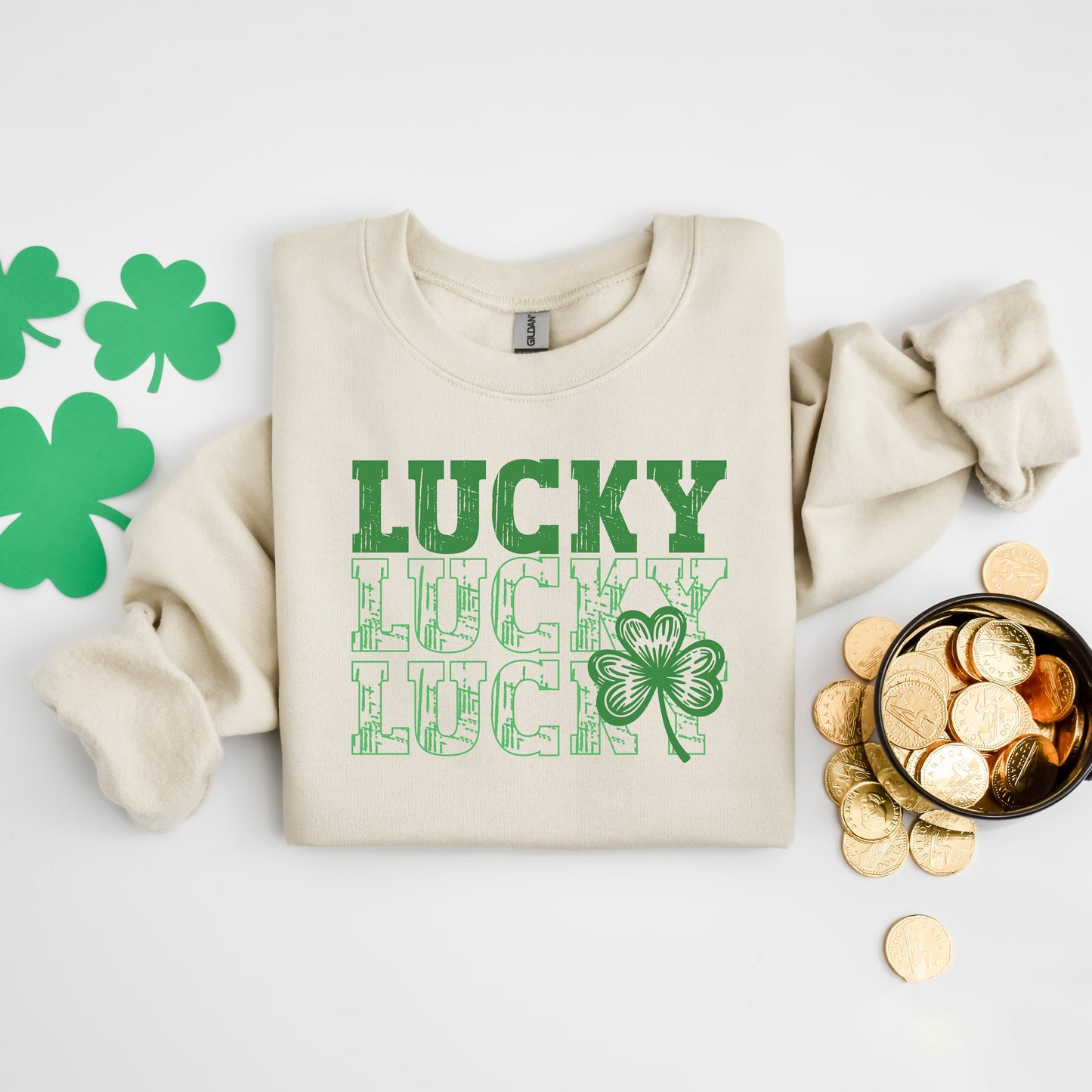 Bold Green Lucky Stacked | Sweatshirt