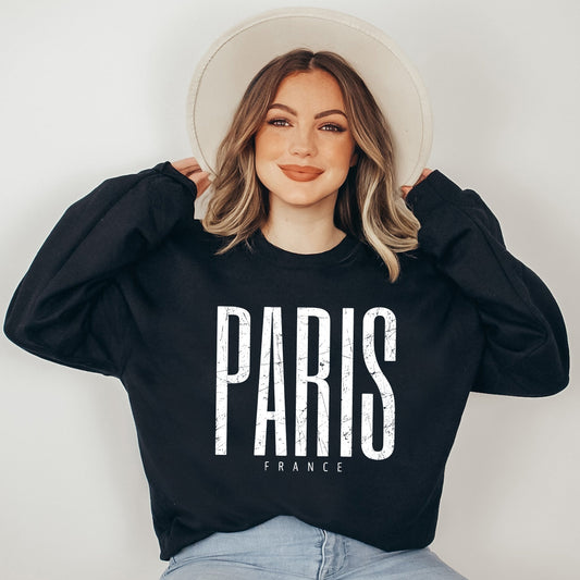 Paris France Distressed | Sweatshirt