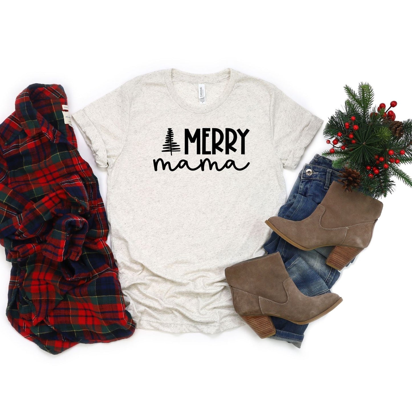 Merry Mama Trees | Short Sleeve Crew Neck