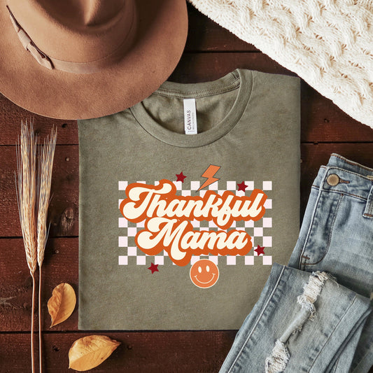 Merry Mama Checkered | Short Sleeve Crew Neck