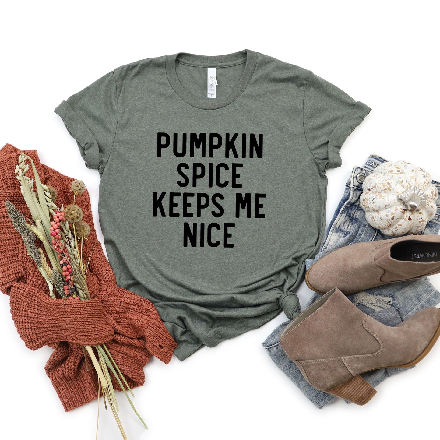 Pumpkin Spice Keeps Me Nice | Short Sleeve Crew Neck