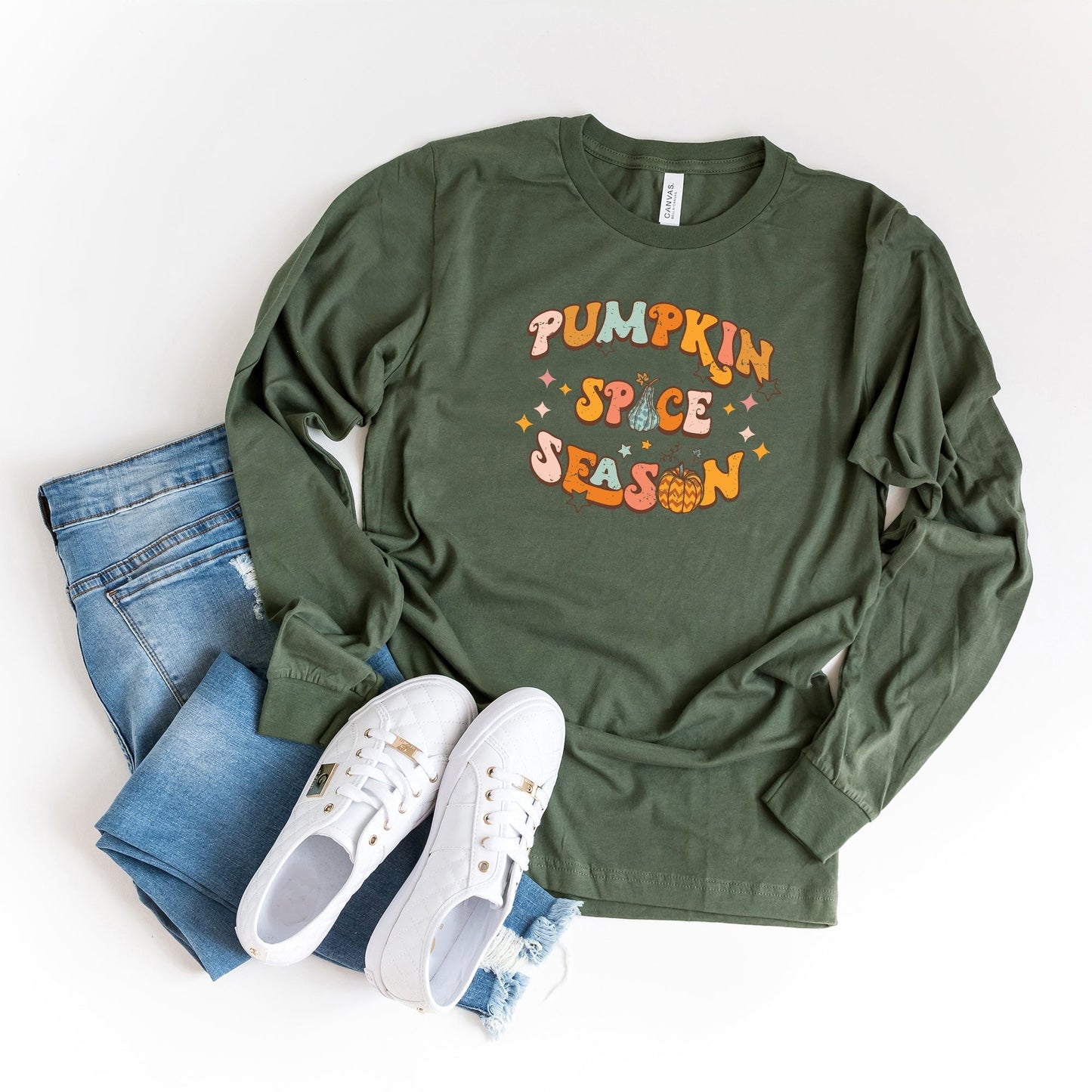 Pumpkin Spice Season Colorful | Long Sleeve Crew Neck