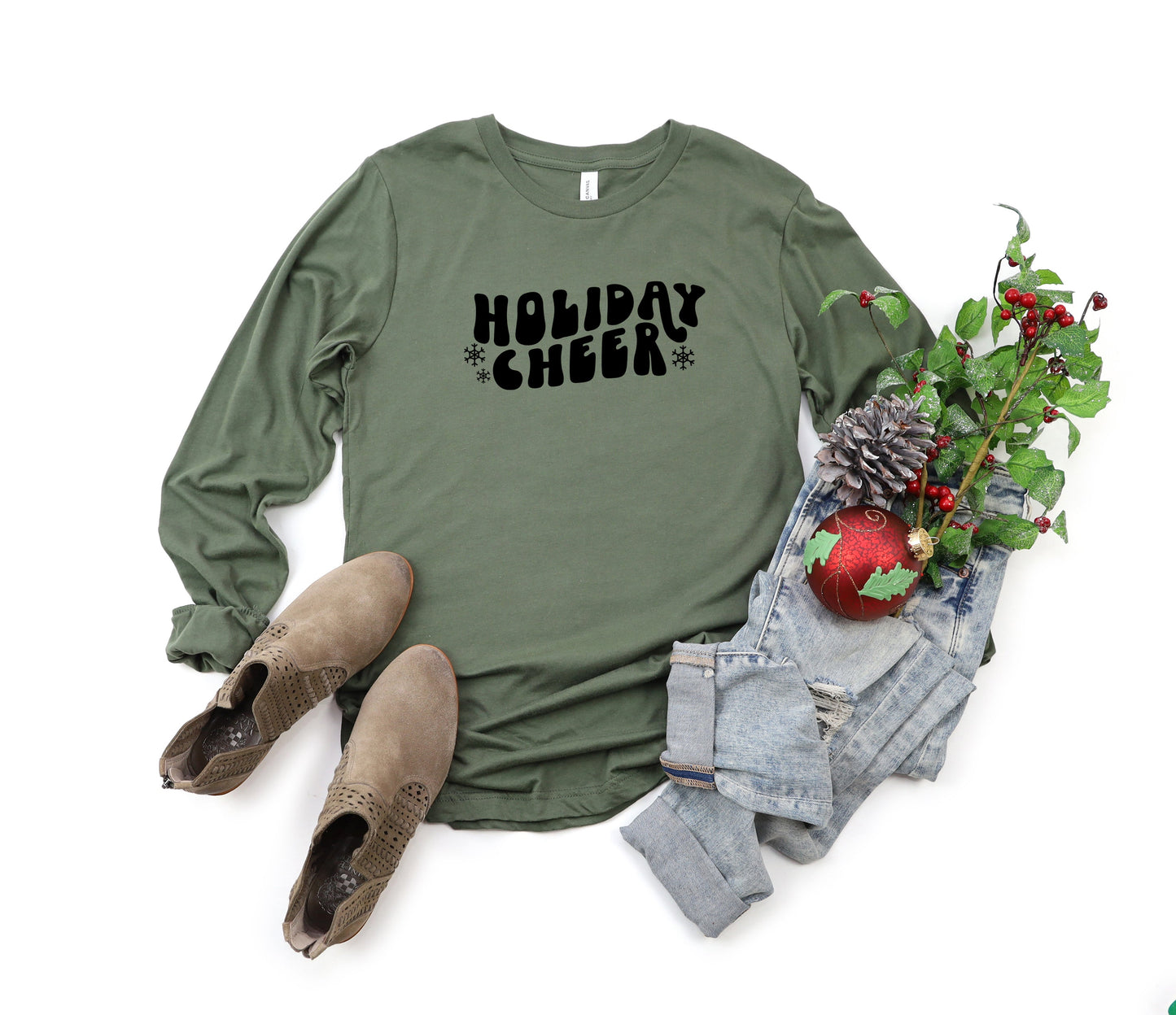 Holiday Cheer Wavy | Long Sleeve Crew Neck