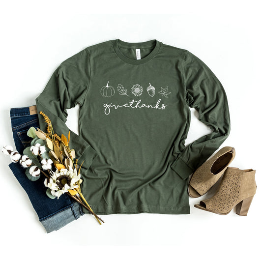 Give Thanks Acorn | Long Sleeve Crew Neck