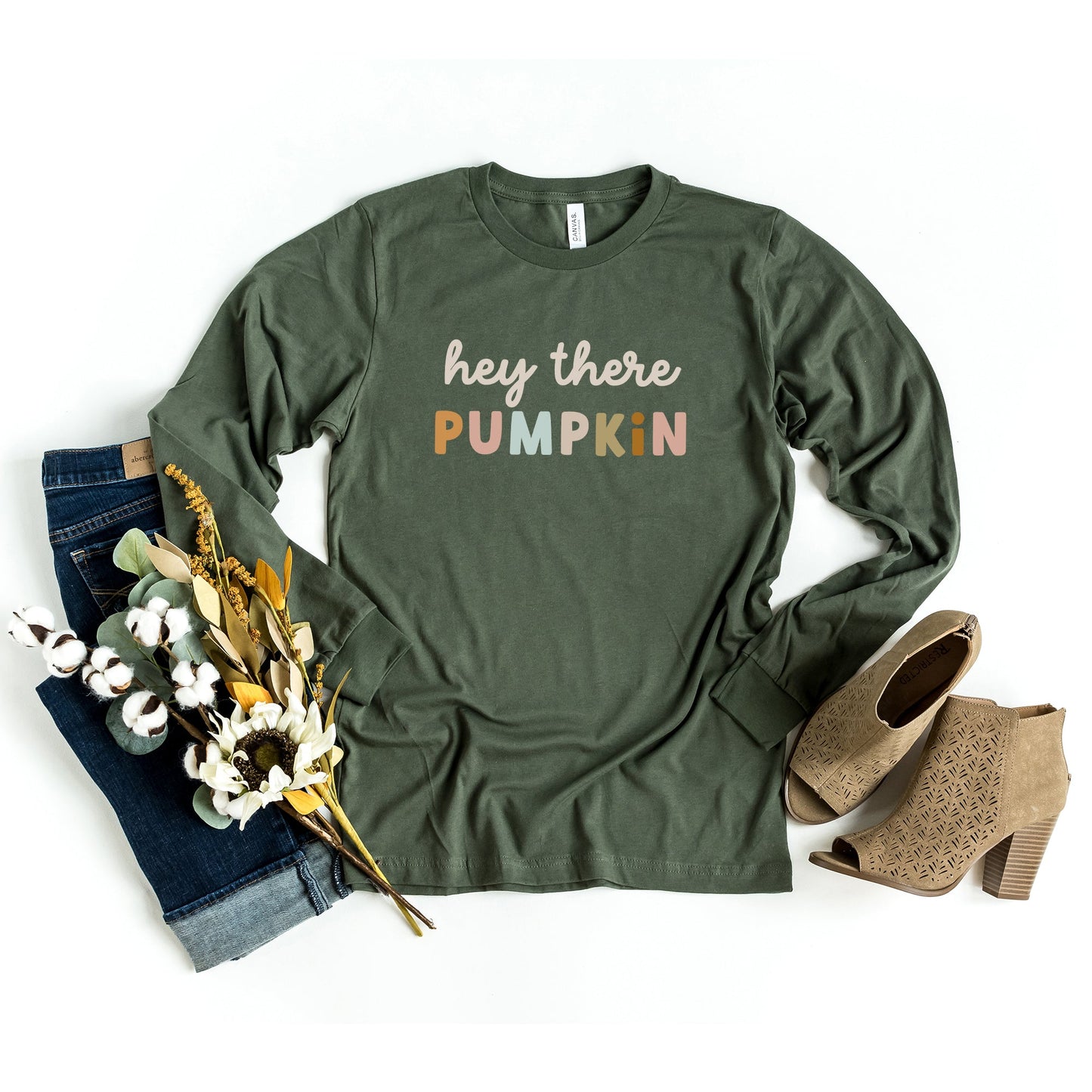 Hey There Pumpkin Colorful | Long Sleeve Crew Neck