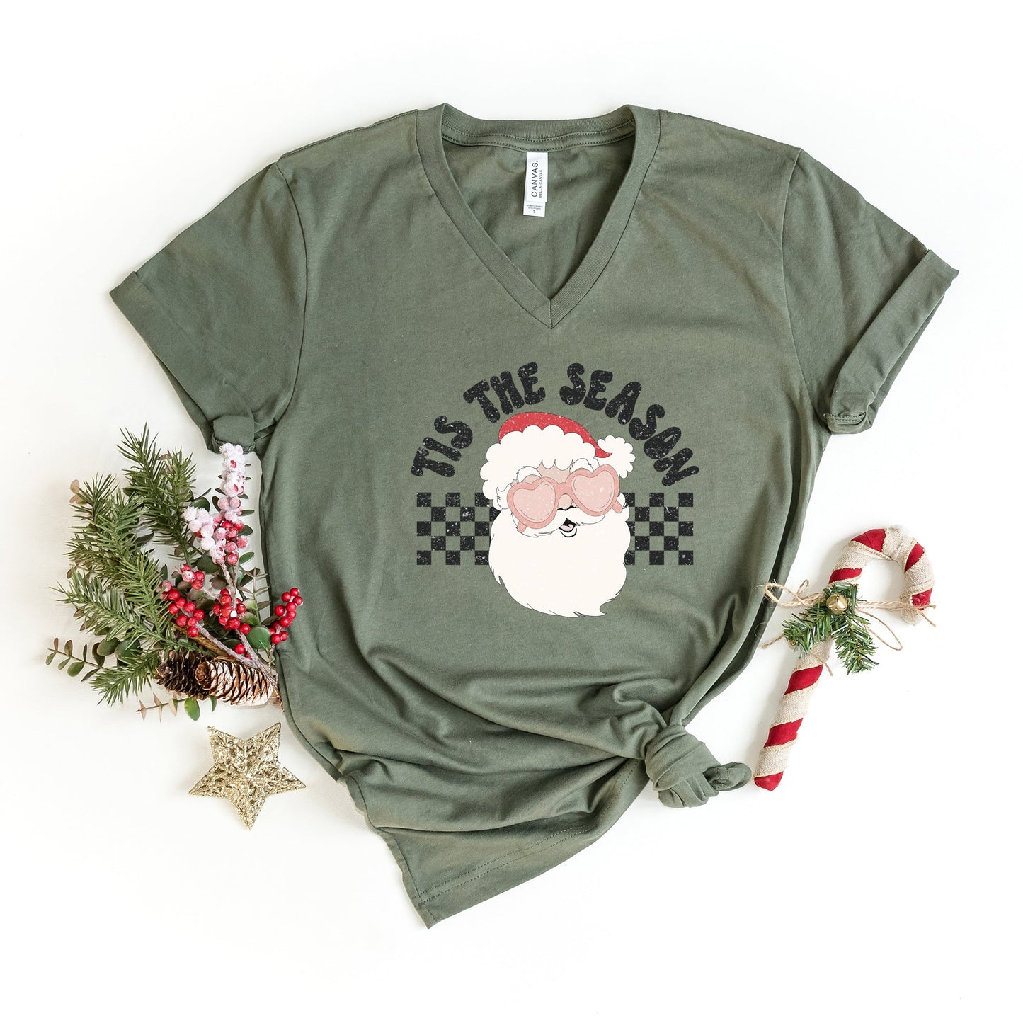 Tis The Season Santa | Short Sleeve V-Neck
