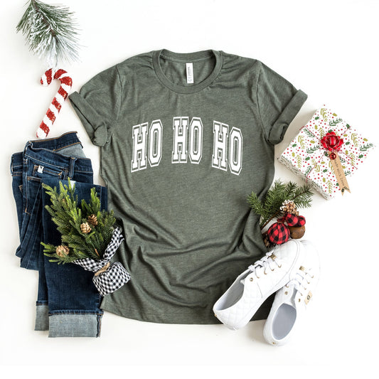 Ho Ho Ho Varsity Thick Outline | Short Sleeve Graphic Tee