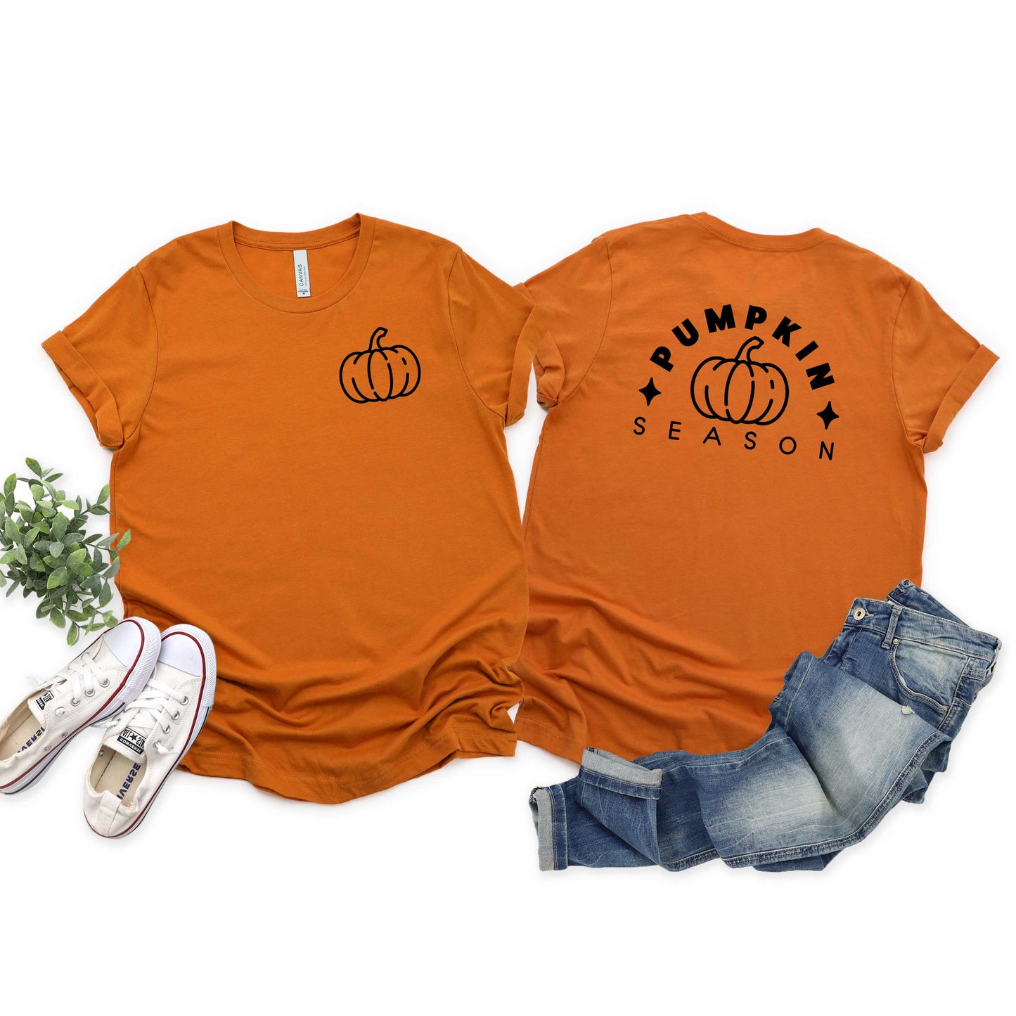 Pumpkin Season Pumpkin | Short Sleeve Crew Neck | Front And Back Ink