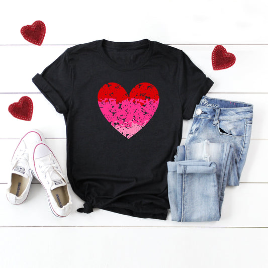 Heart Ombre | Short Sleeve Crew Neck