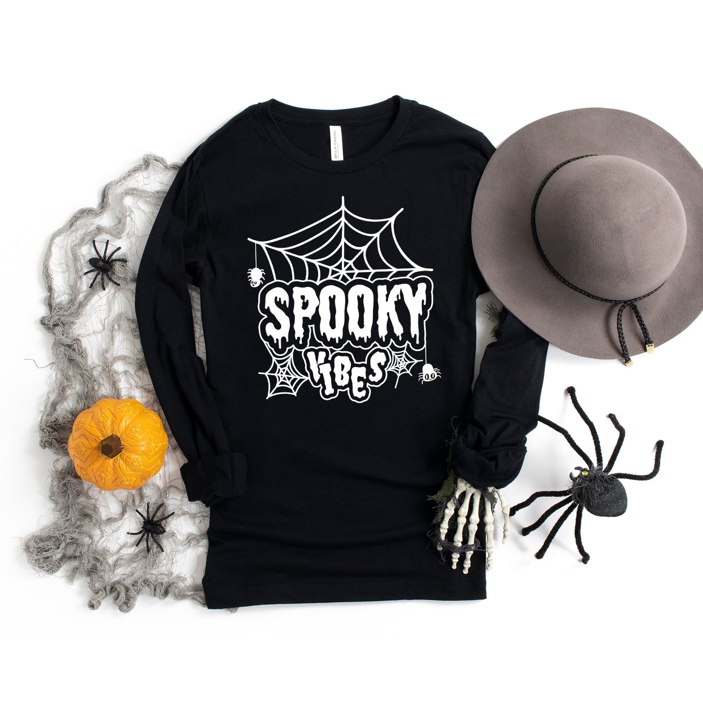 Spooky Vibes Web | Long Sleeve Crew Neck