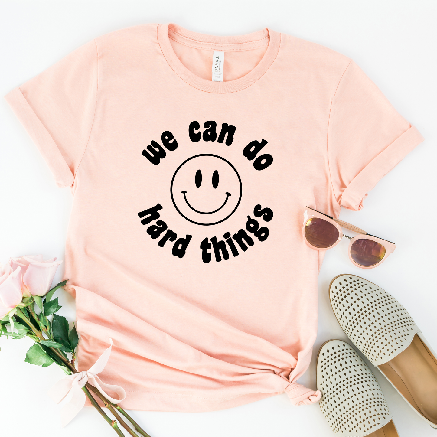 We Can Do Hard Things Smiley Face | Short Sleeve Crew Neck
