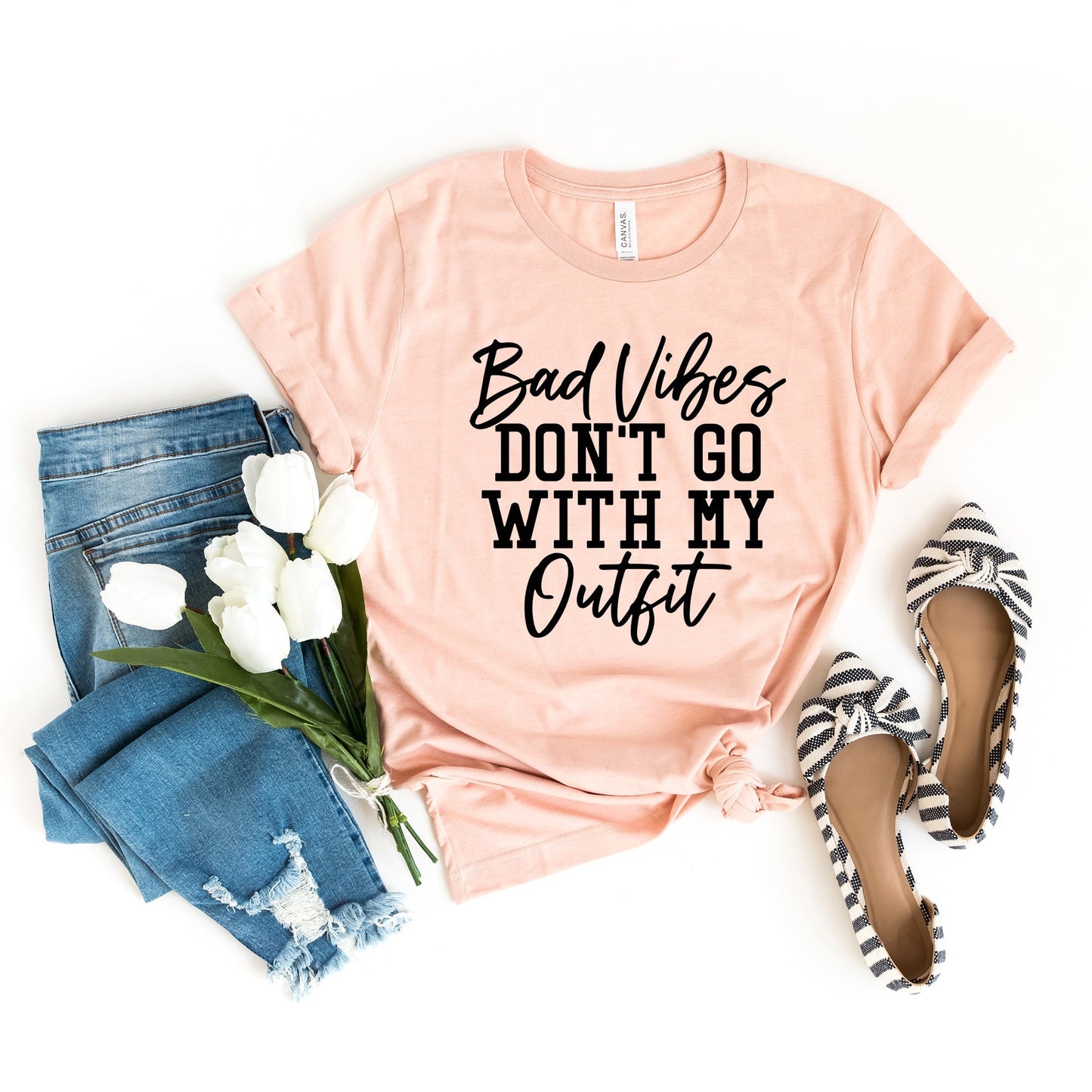 Bad Vibes Don't Go With My Outfit | Short Sleeve Crew Neck