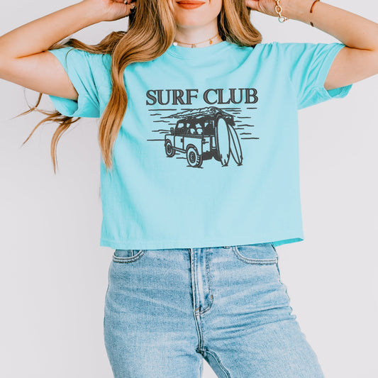 Embroidered Surf Club Jeep | Relaxed Fit Cropped Tee