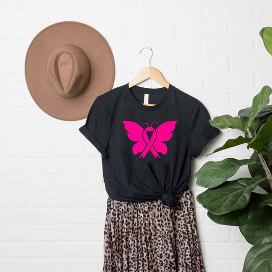 Butterfly Cancer Ribbon | Short Sleeve Graphic Tee