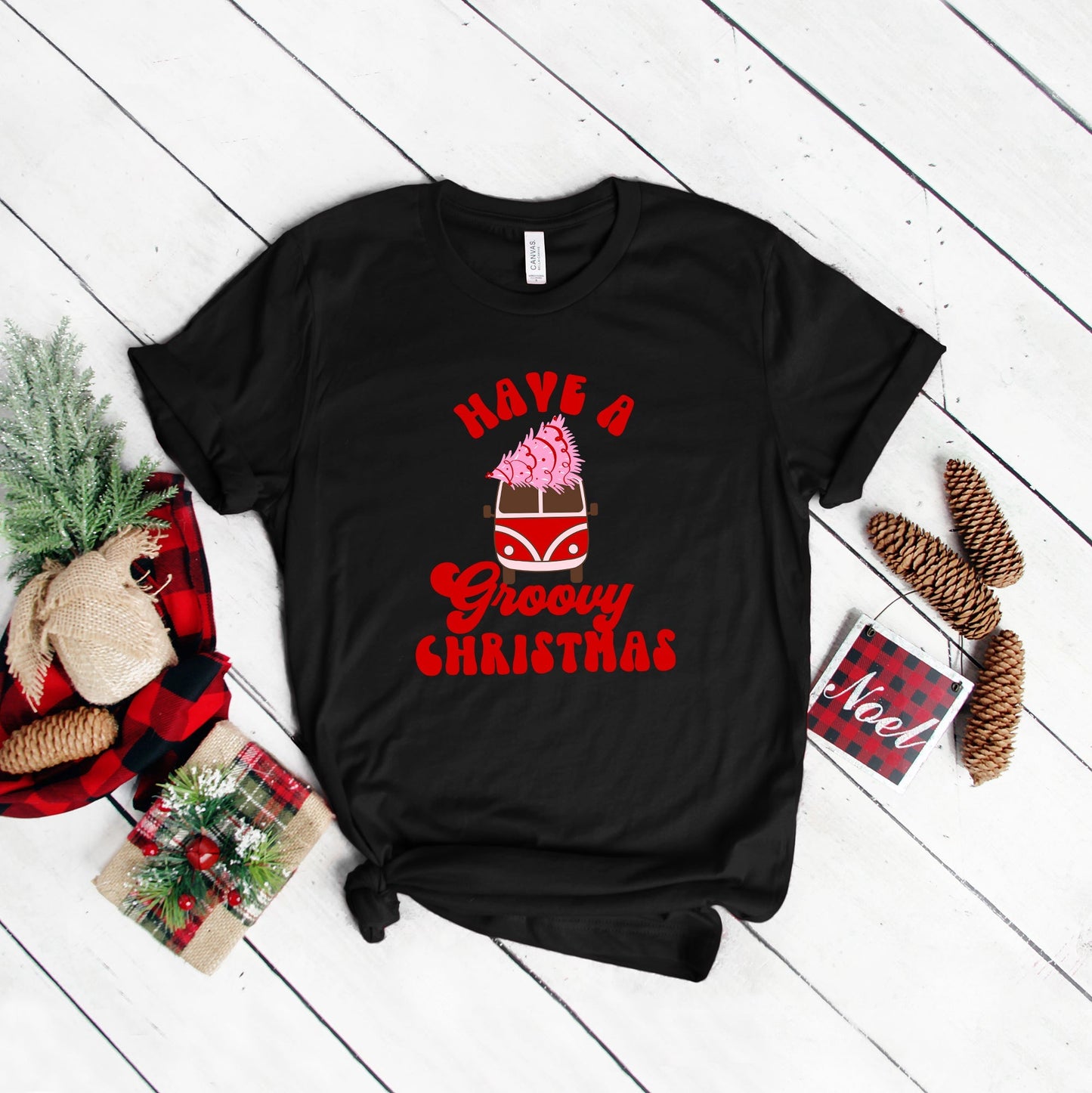 Groovy Christmas Van | Short Sleeve Crew Neck