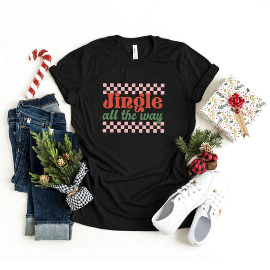 Jingle All The Way Checkered | Short Sleeve Crew Neck