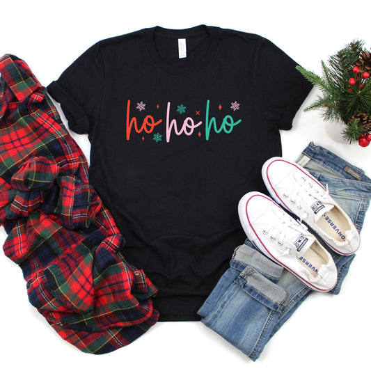 Ho Ho Ho Colorful | Short Sleeve Crew Neck