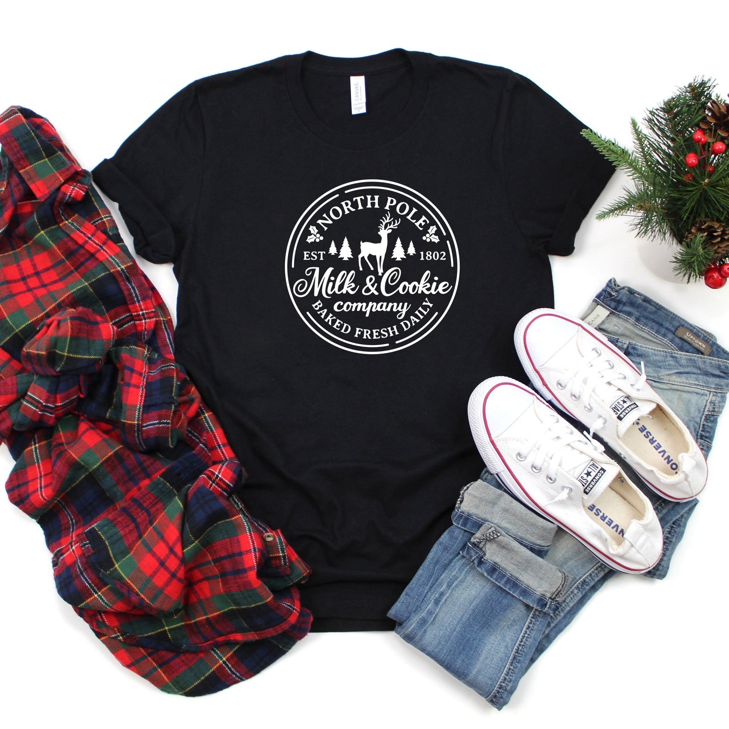 North Pole Milk And Cookie Circle | Short Sleeve Crew Neck