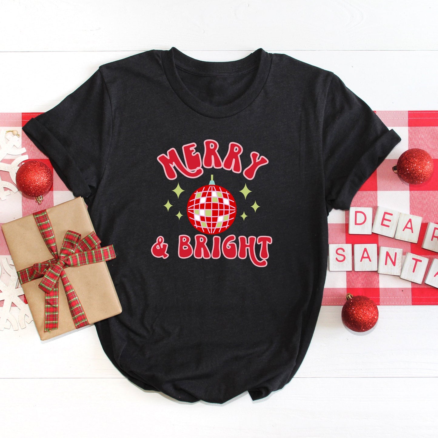 Merry And Bright Disco Ball | Short Sleeve Crew Neck