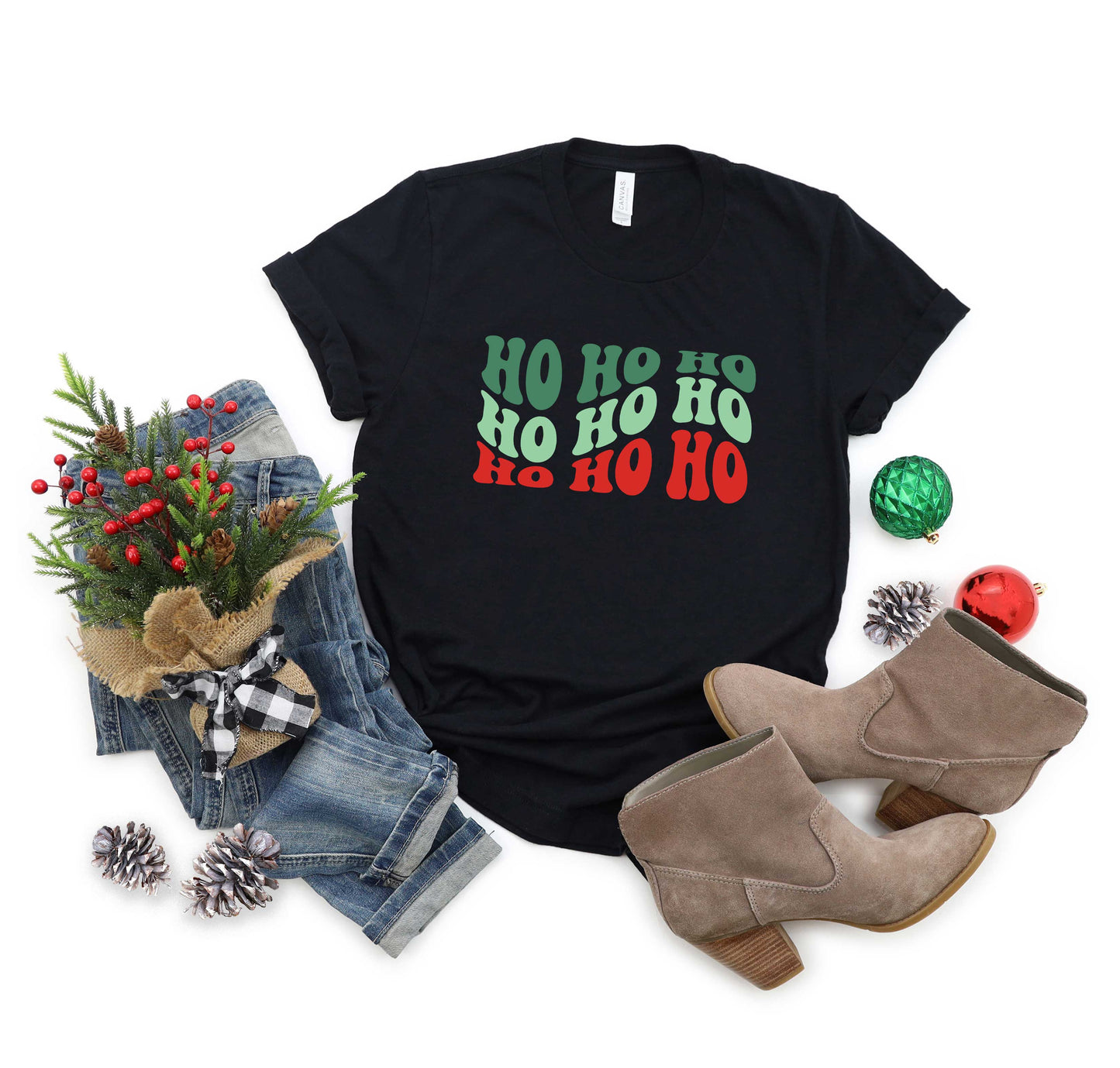 Ho Ho Ho Wavy | Short Sleeve Crew Neck