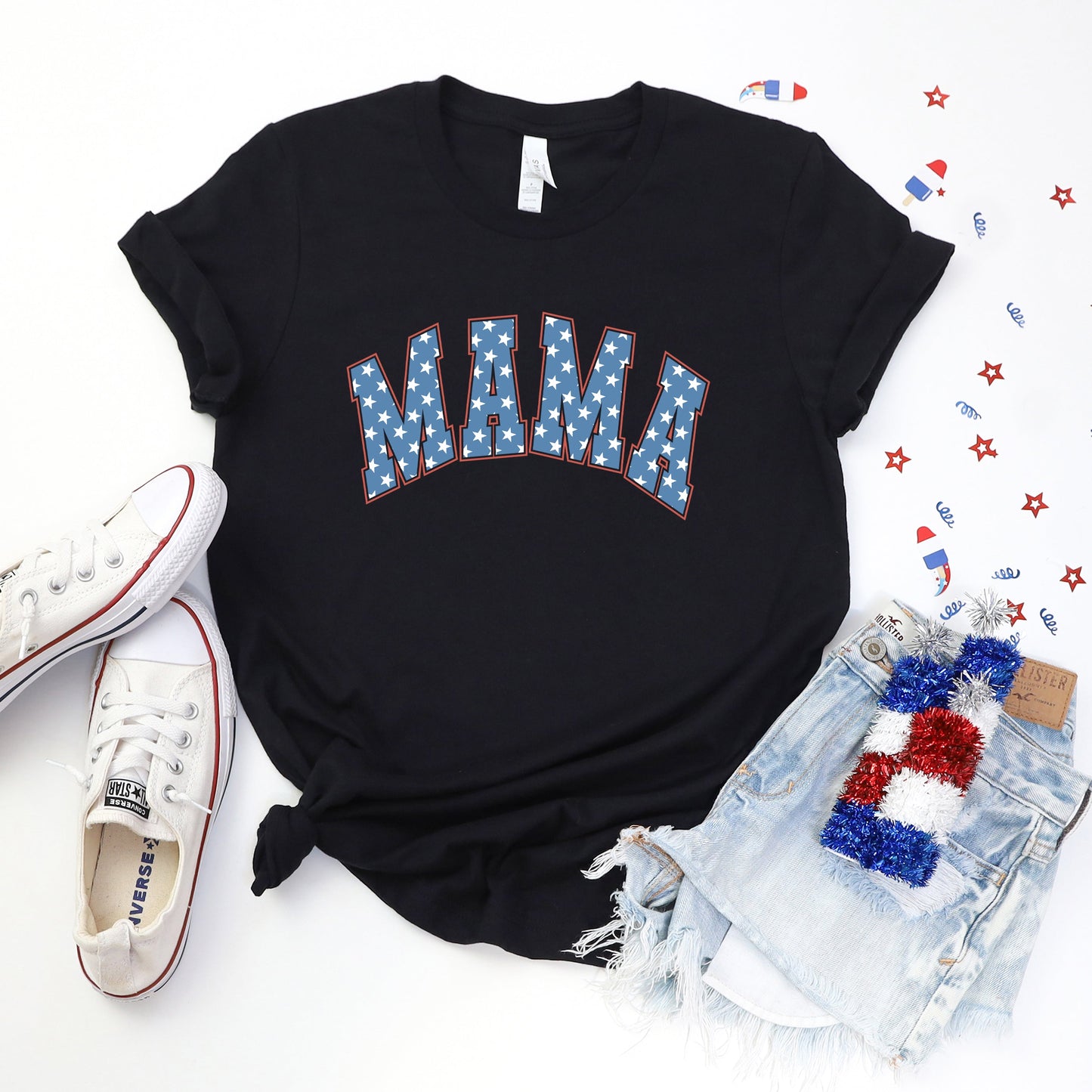 Retro Mama Stars | Short Sleeve Crew Neck