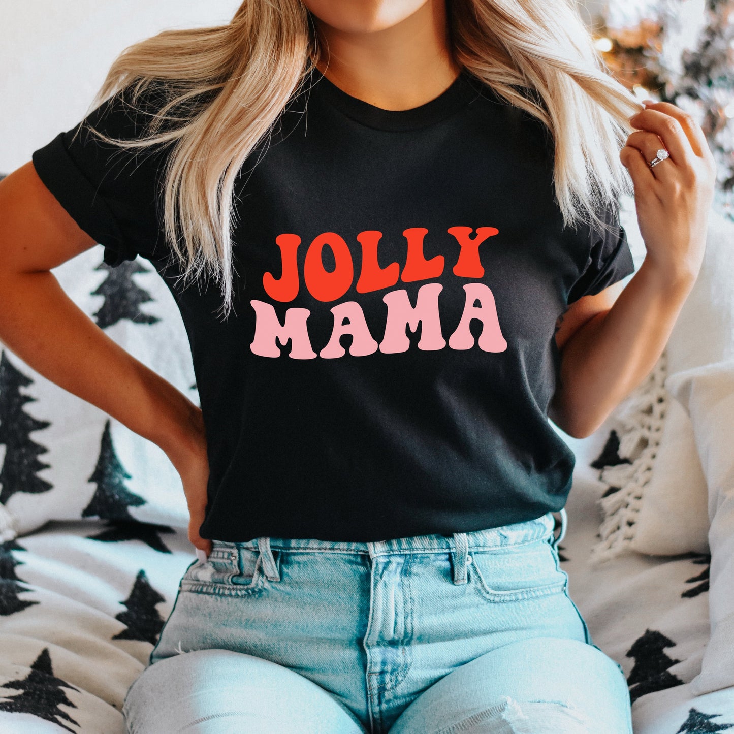 Jolly Mama Wavy | Short Sleeve Crew Neck