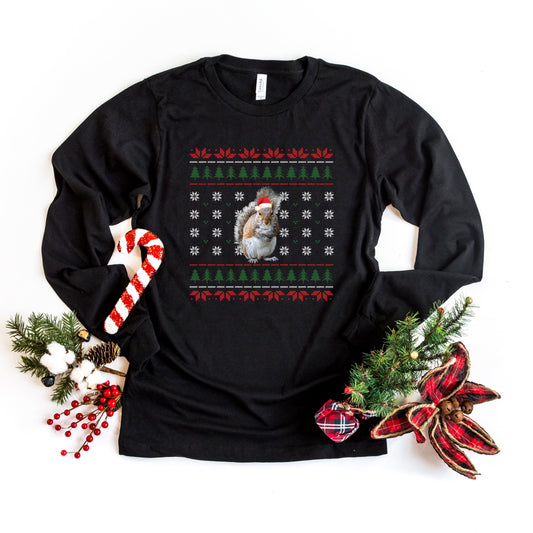 Ugly Sweater Squirrel | Long Sleeve Crew Neck