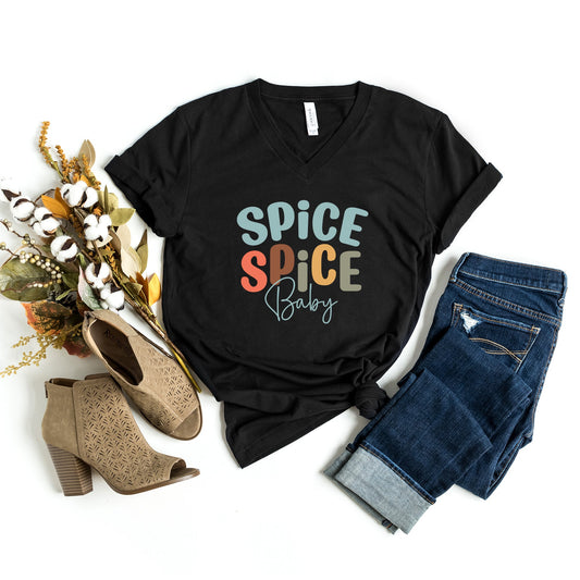 Spice Spice Baby Cursive | Short Sleeve V-Neck