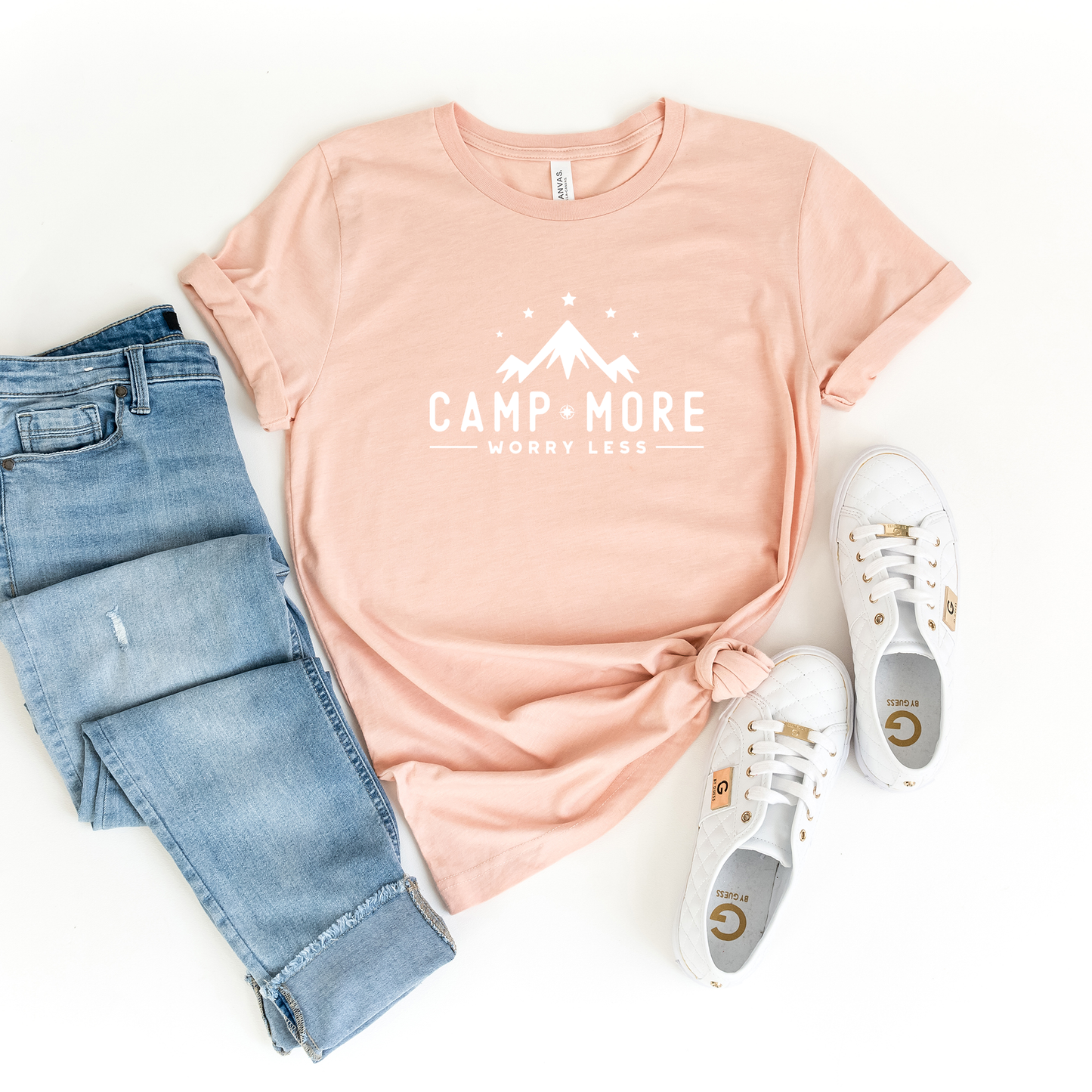 Camp More Worry Less Mountains | Short Sleeve Crew Neck