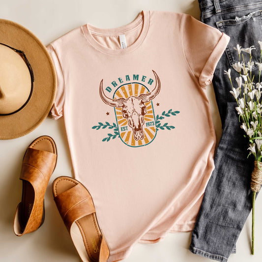Cow Skull Dreamer | Short Sleeve Crew Neck
