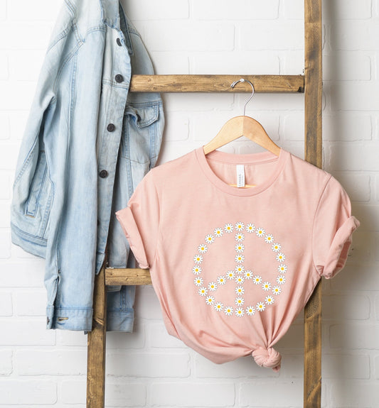 Daisy Peace Sign | Short Sleeve Crew Neck