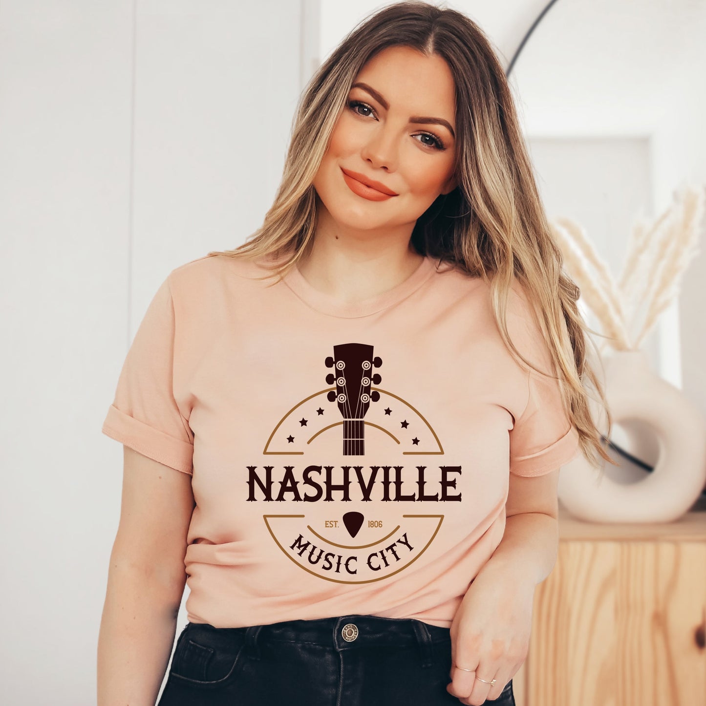 Nashville Music City Guitar | Short Sleeve Crew Neck