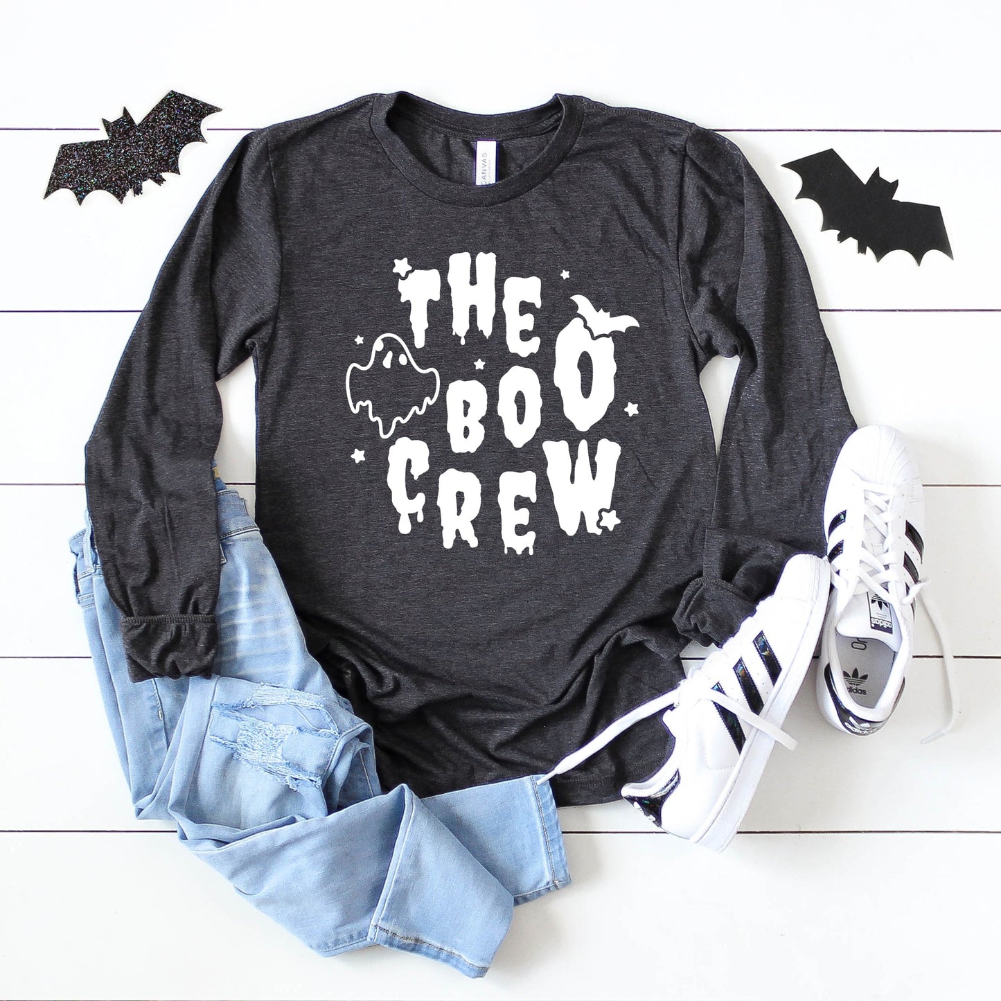Boo Crew Bat and Ghost | Long Sleeve Crew Neck