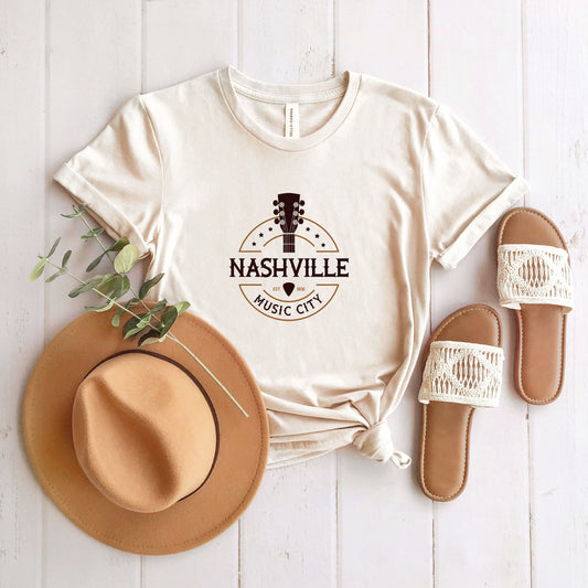 Nashville Music City Guitar | Short Sleeve Crew Neck