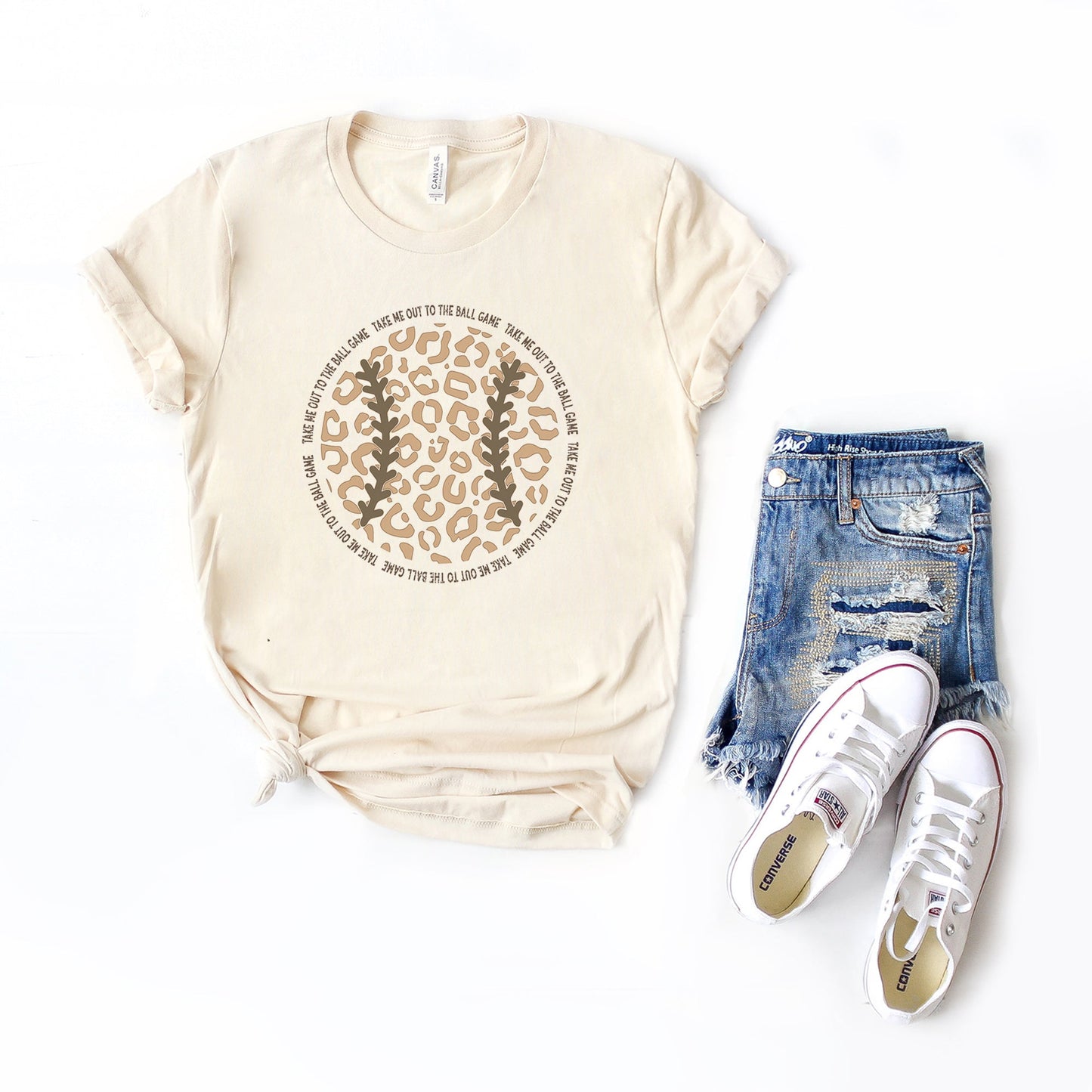 Take Me Out To The Ballgame Leopard | Short Sleeve Crew Neck