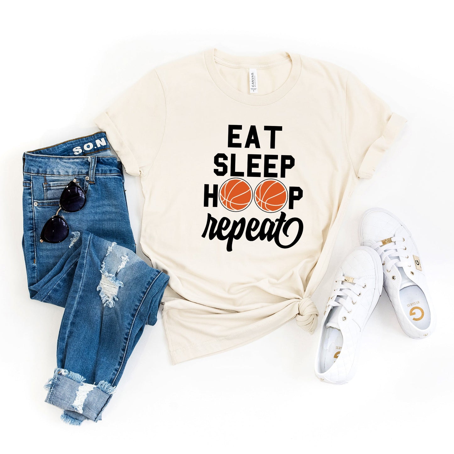 Eat Sleep Hoop Repeat | Short Sleeve Crew Neck