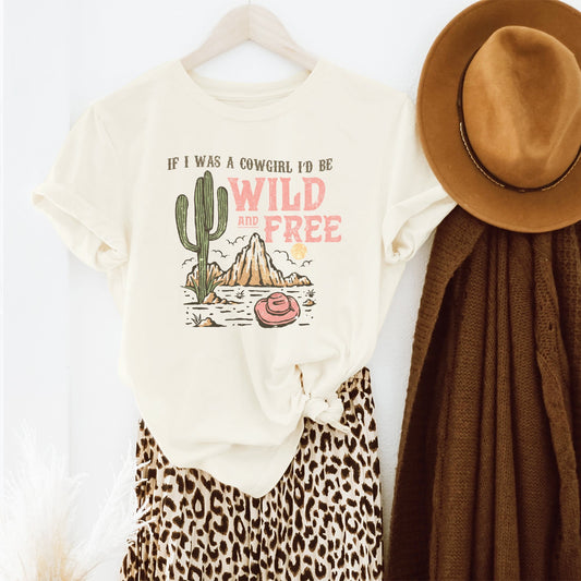 Retro Wild And Free Cowgirl | Short Sleeve Crew Neck