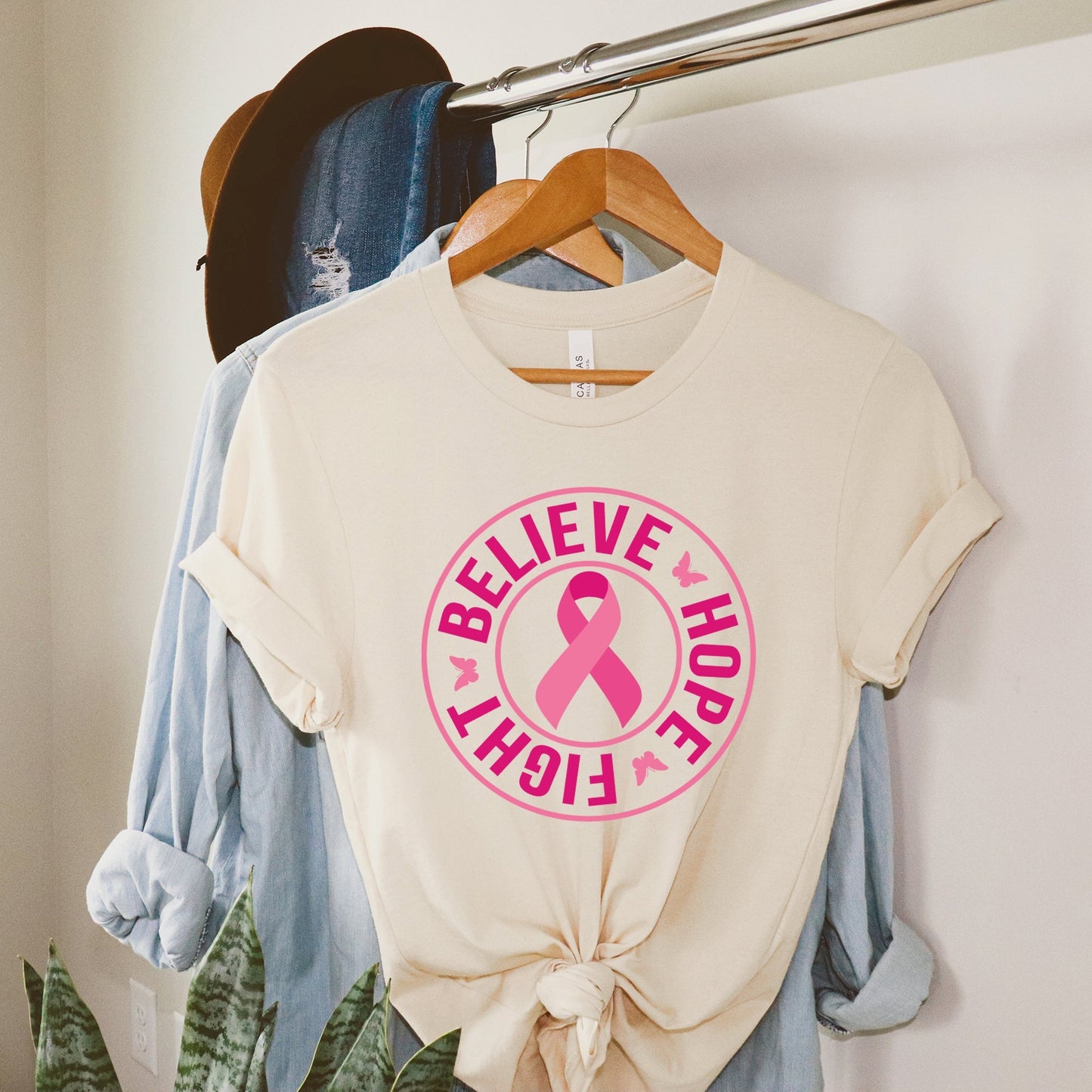 Believe Hope Fight Ribbon | Short Sleeve Crew Neck