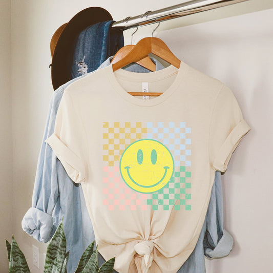 Four Square Smiley Face | Short Sleeve Crew Neck