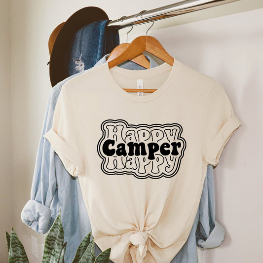 Happy Camper Stacked | Short Sleeve Crew Neck